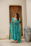 Anarkali dupatta set  with deep back neck and front neck design