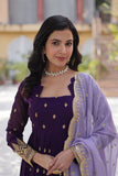Pure Nilima Georgette Gown with Dupatta With Attractive Embroidered work