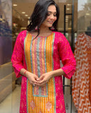 Multicolored bandhani print with Stone work and Dupatta