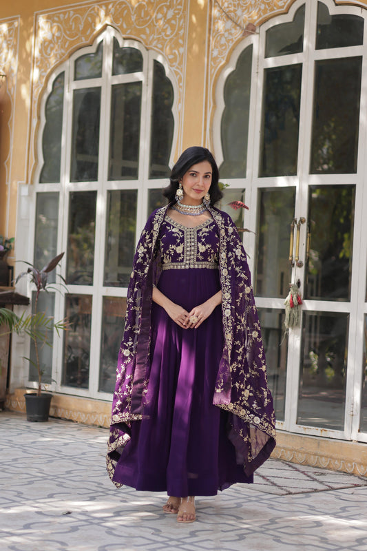 Amira Georgette Gown with Dupatta