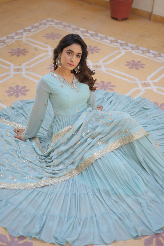 Sukriti Georgette Gown with Dupatta