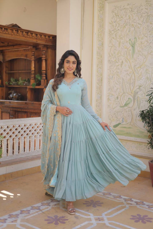 Sukriti Georgette Gown with Dupatta