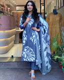 Printed Blue Cotton Beautiful Suit Set