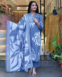 Printed Blue Cotton Beautiful Suit Set