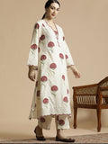 Premium Floral Print A-line Dress Cotton Kurta Palazzo Set