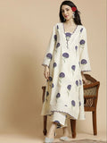 Premium Floral Print A-line Dress Cotton Kurta Palazzo Set