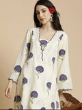 Premium Floral Print A-line Dress Cotton Kurta Palazzo Set