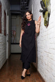 Beautifully Black A-line Cotton Kurta Set Pure Cotton Slub