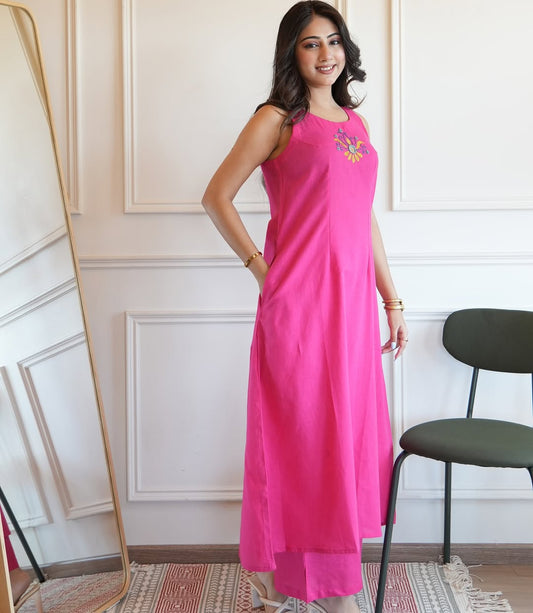 Beautifully A-line Cotton Kurta Set Pure Cotton Slub