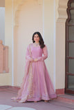 Fancy Chiffon Anarkali Gown With Dupatta