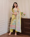 Yellow Beautiful Pakistani Muslin Shalwar Suit