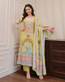 Yellow Beautiful Pakistani Muslin Shalwar Suit