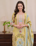 Yellow Beautiful Pakistani Muslin Shalwar Suit