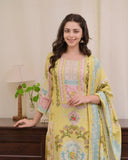 Yellow Beautiful Pakistani Muslin Shalwar Suit