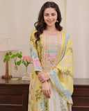 Yellow Beautiful Pakistani Muslin Shalwar Suit