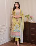 Yellow Beautiful Pakistani Muslin Shalwar Suit