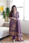 Multicoloured Print With Work and Dupatta