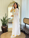 White Yellow Color Printed Georgette Shalwar Kameez