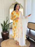 Orange Color Printed Georgette Shalwar Kameez