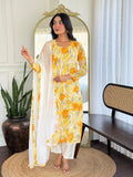 Orange Color Printed Georgette Shalwar Kameez