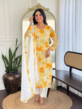 Orange Color Printed Georgette Shalwar Kameez