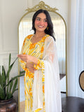Orange Color Printed Georgette Shalwar Kameez