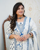 Flower Cotton Dupatta Pant Set