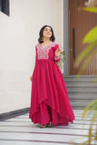 Aquish Readymade Gown With Double Flaired