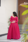 Aquish Readymade Gown With Double Flaired