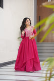 Aquish Readymade Gown With Double Flaired