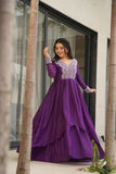 Aquish Readymade Gown With Double Flaired