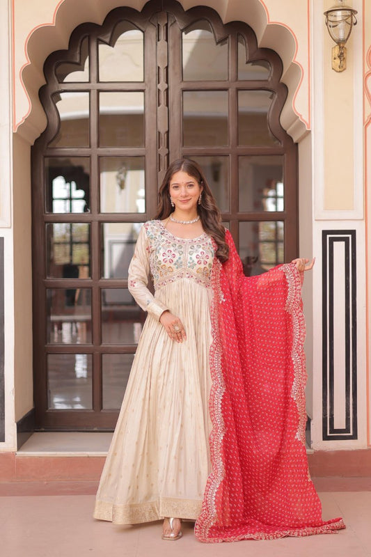 Meenal Readymade Gown With Dupatta