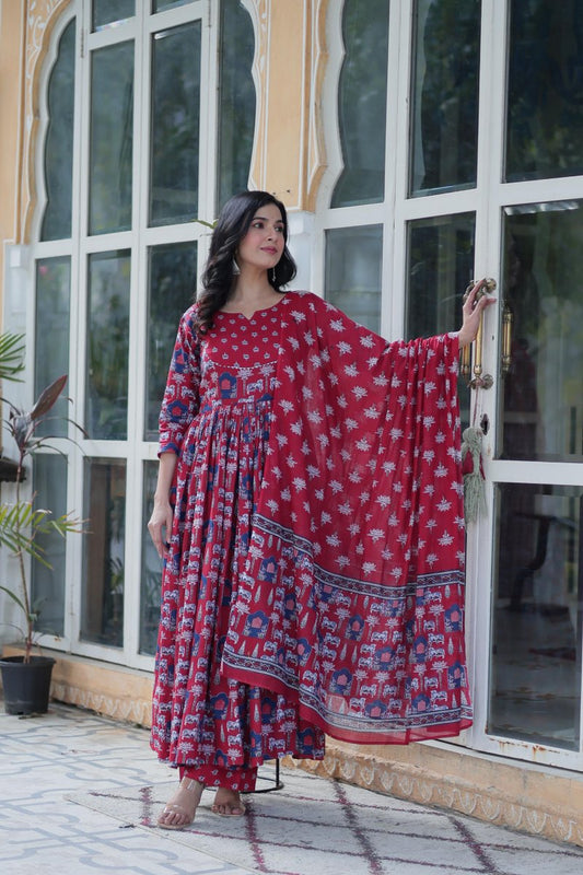 Amrita Cotton Printed Kurti Palazzo Set