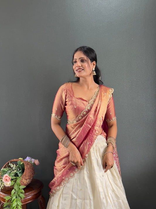 Gajari Lehenga Choli Paired with Fendy Dupatta