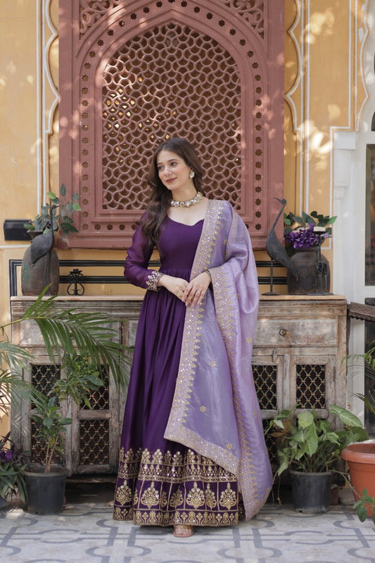 Ziromi Sequin Embroidered Party Gown With Dupatta