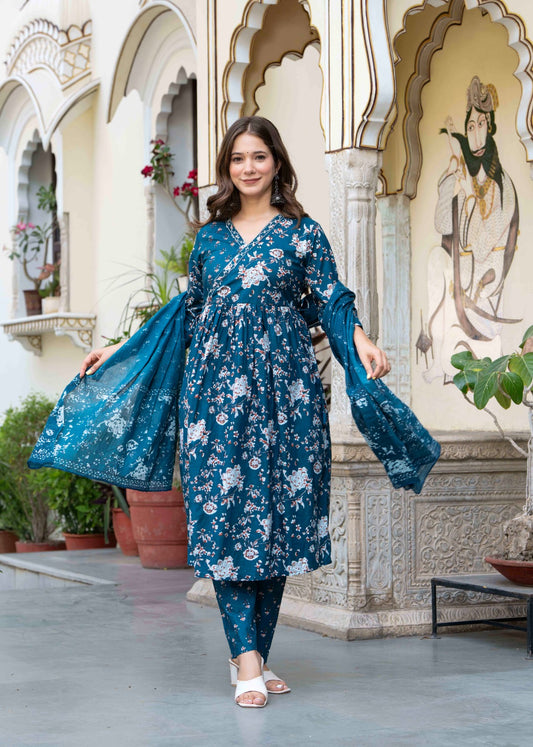 Jaipuri Cotton Print With Work and Dupatta