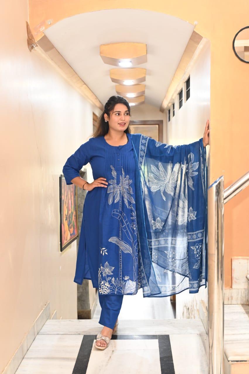 Nilisha Cotton Print With Work and Dupatta