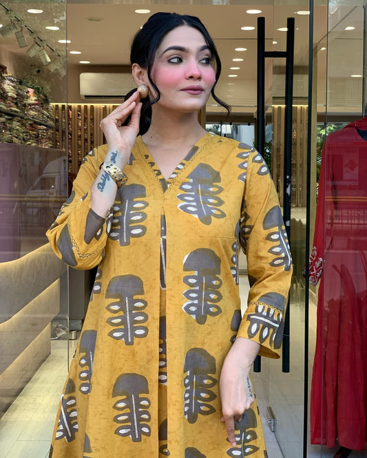 Nisha Premium Cotton Kurta With Palazzo Set