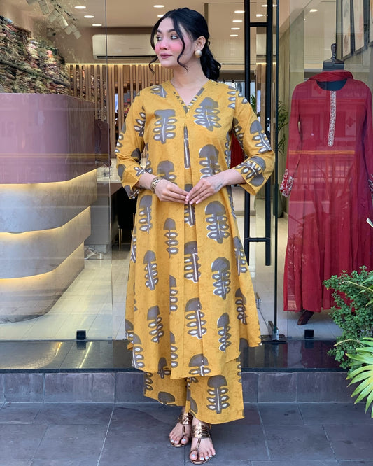 Nisha Premium Cotton Kurta With Palazzo Set