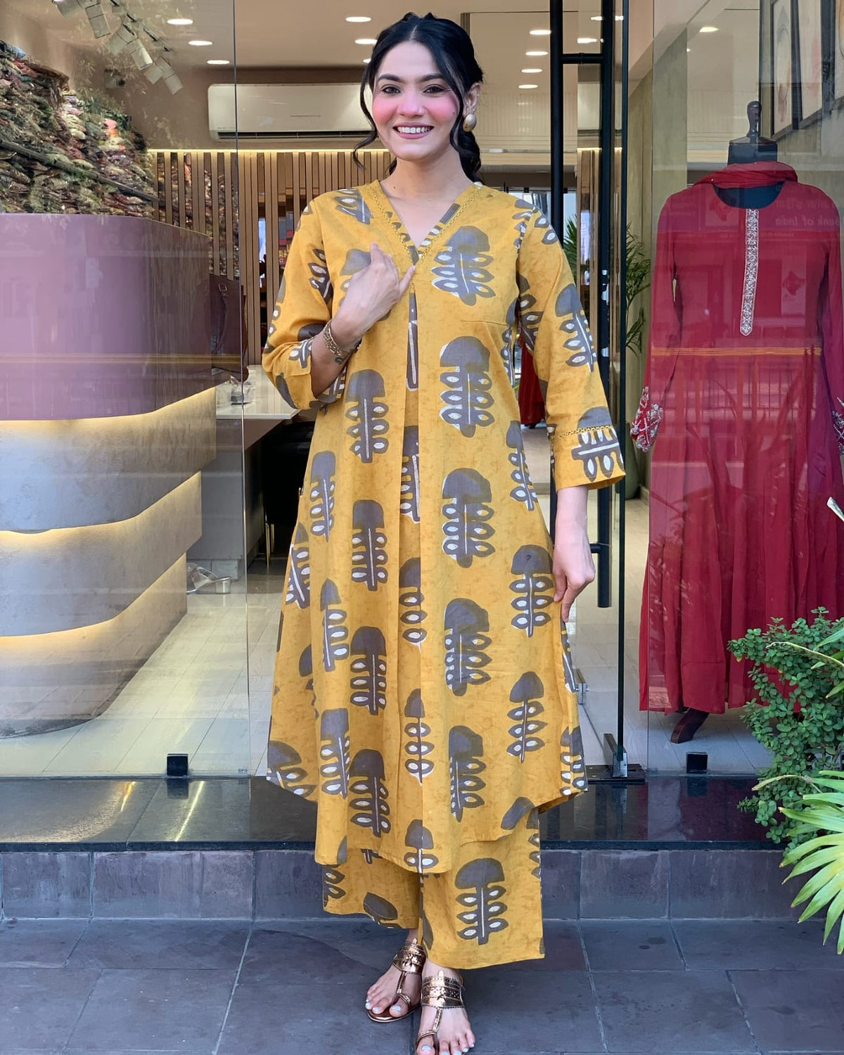 Nisha Premium Cotton Kurta With Palazzo Set