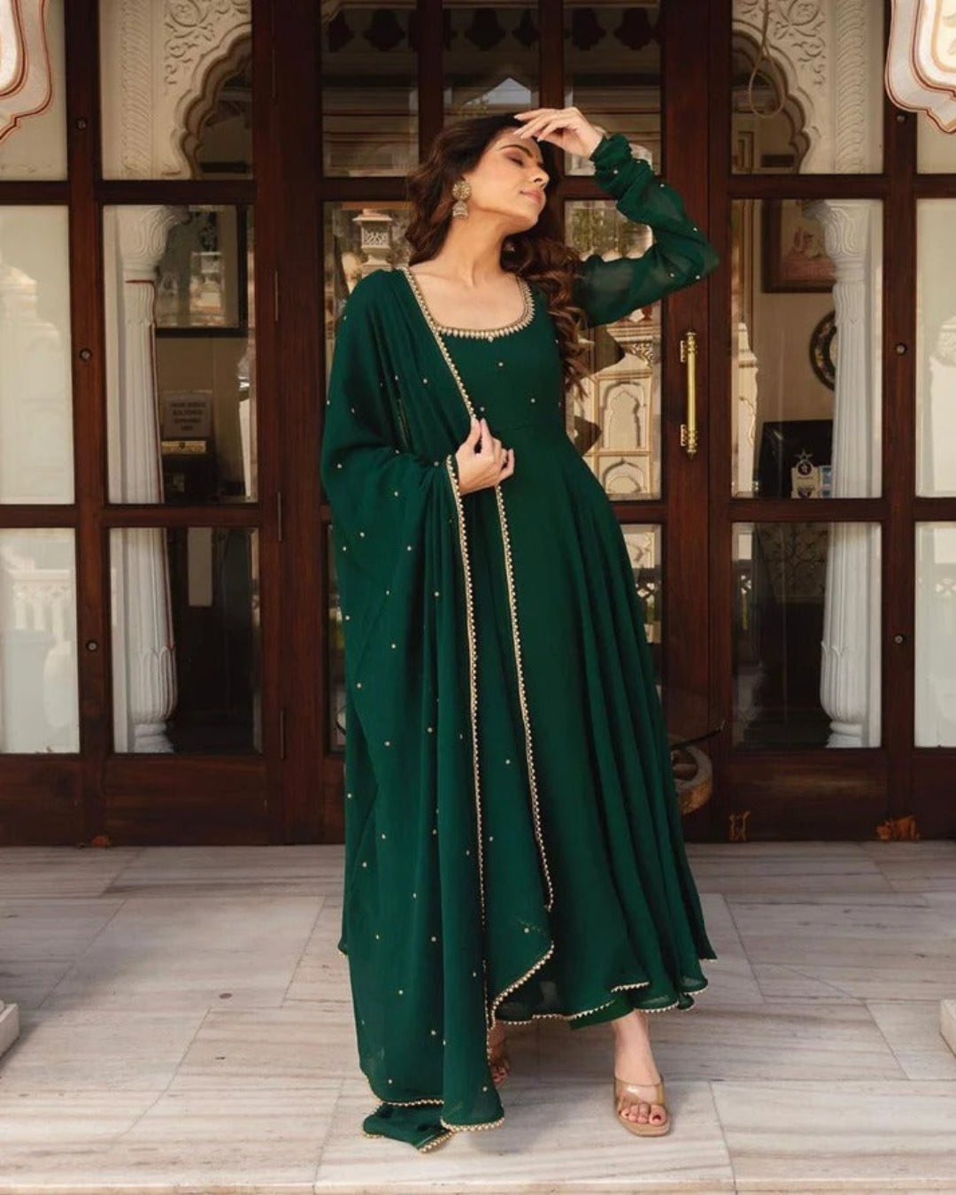 Georgette beautiful gown with dupatta Set