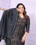 Cotton Printed Black Color Silk Kurti Pant Set
