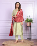 Cotton Pista Silk Kurti Pant Set