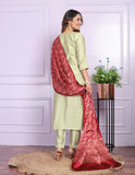 Cotton Pista Silk Kurti Pant Set
