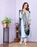 Cotton Pista Silk Kurti Pant Set
