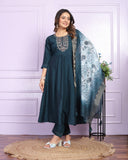 Russian Cotton Hand Work Silk Kurti Pant Set